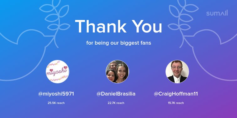 Our biggest fans this week: <a href="/miyoshi5971/">miyoshi5971</a>, <a href="/DanielBrasilia/">Daniel de Godoy Lopes</a>, <a href="/CraigHoffman11/">Craig Hoffman</a>. Thank you! via sumall.com/thankyou?utm_s…