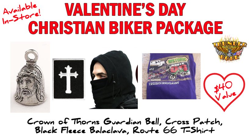 thunderrode's tweet image. Proud to offer our next Valentine's Day Biker Package:  The Christian Biker Valentine's Day Package. thunder-rode.com/biker-valentin…
Limited Quantities. #christianbiker #christianbikers #christianbikervalentinesday #bikervalentinesday #route66 #KingmanAZ