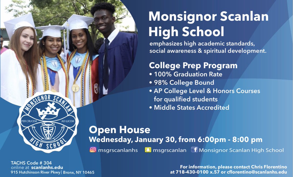 MsgrScanlanHS's tweet image. Join us next Wednesday at our Open House for a tour!  Prospective students and parents will get a chance to meet our teachers and current students #MsgrScanlanHighSchool #Scanlan #MsgrScanlan #OpenHouse #ClassOf2023