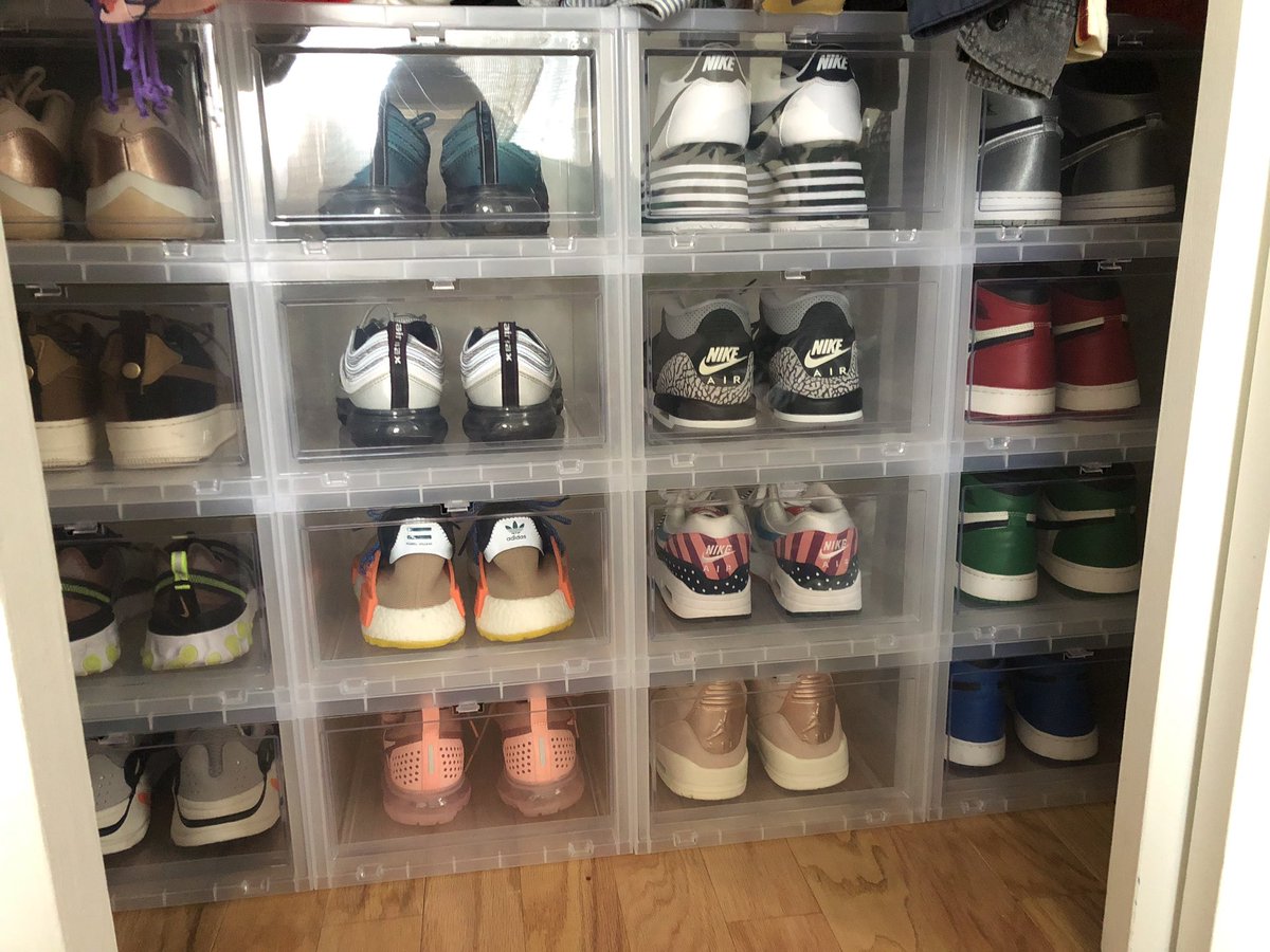 container store clear shoe boxes