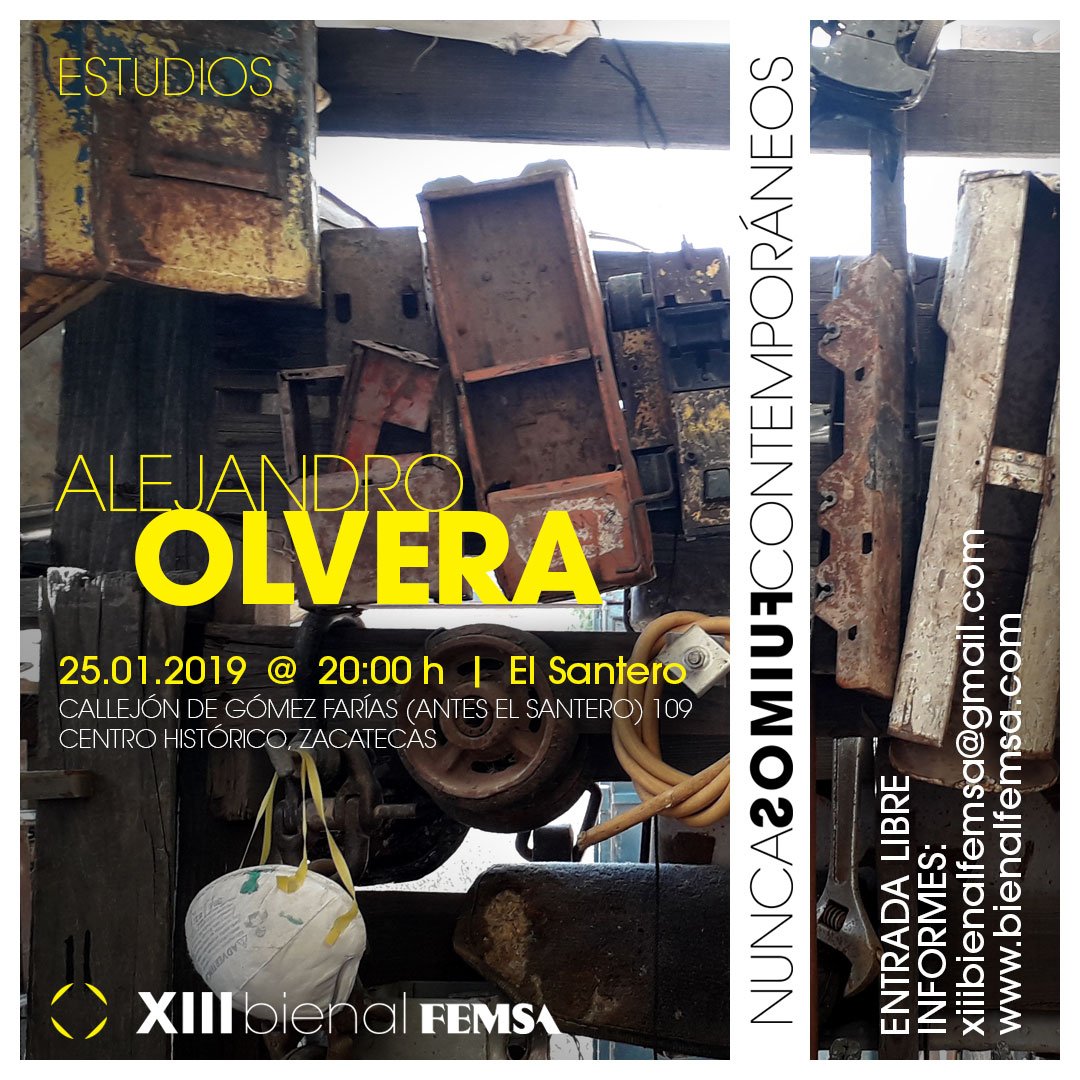 BienalFEMSA's tweet photo. Los esperamos hoy a las 20:00 h en #ElSantero a la inauguración de la #exposición de #AlejandroOlvera
Callejón de Gómez Farías Antes el Santero 107-109, Zacatecas Centro
Entrada libre
#XIIIBienalFEMSA #BienalFEMSA #nuncafuimoscontemporaneos #zacatecas #ProgramaPublico https://t.co/ZKJ9BjYAOz