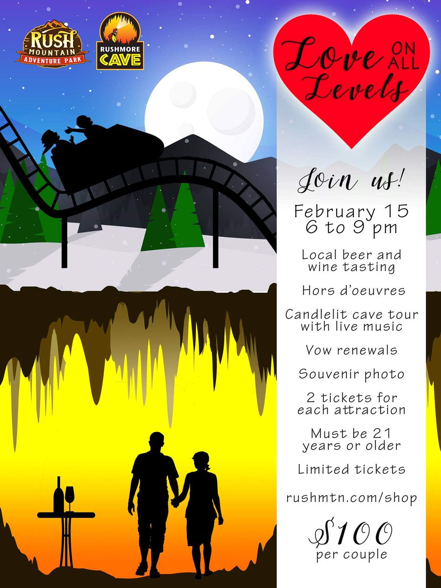 rushmorecave's tweet photo. The most unique date night ever! Limited tickets available. Get yours now! 😍 https://t.co/ueHqMc9OVL https://t.co/spZv0jUPun