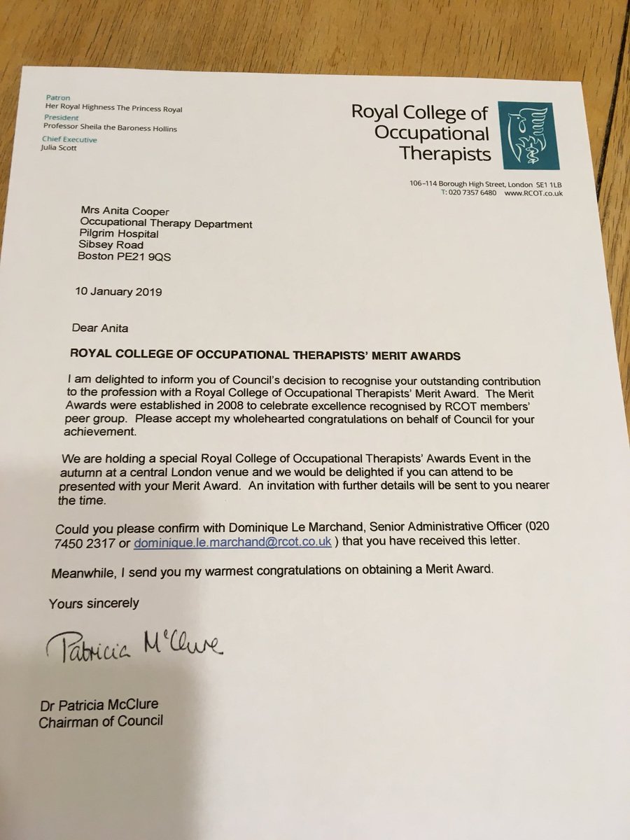 Thrilled and proud to have been recognised by <a href="/theRCOT/">Royal College of Occupational Therapists</a> for a Merit award for outstanding contribution to the profession! Couldn’t have done it without so many people Thank you