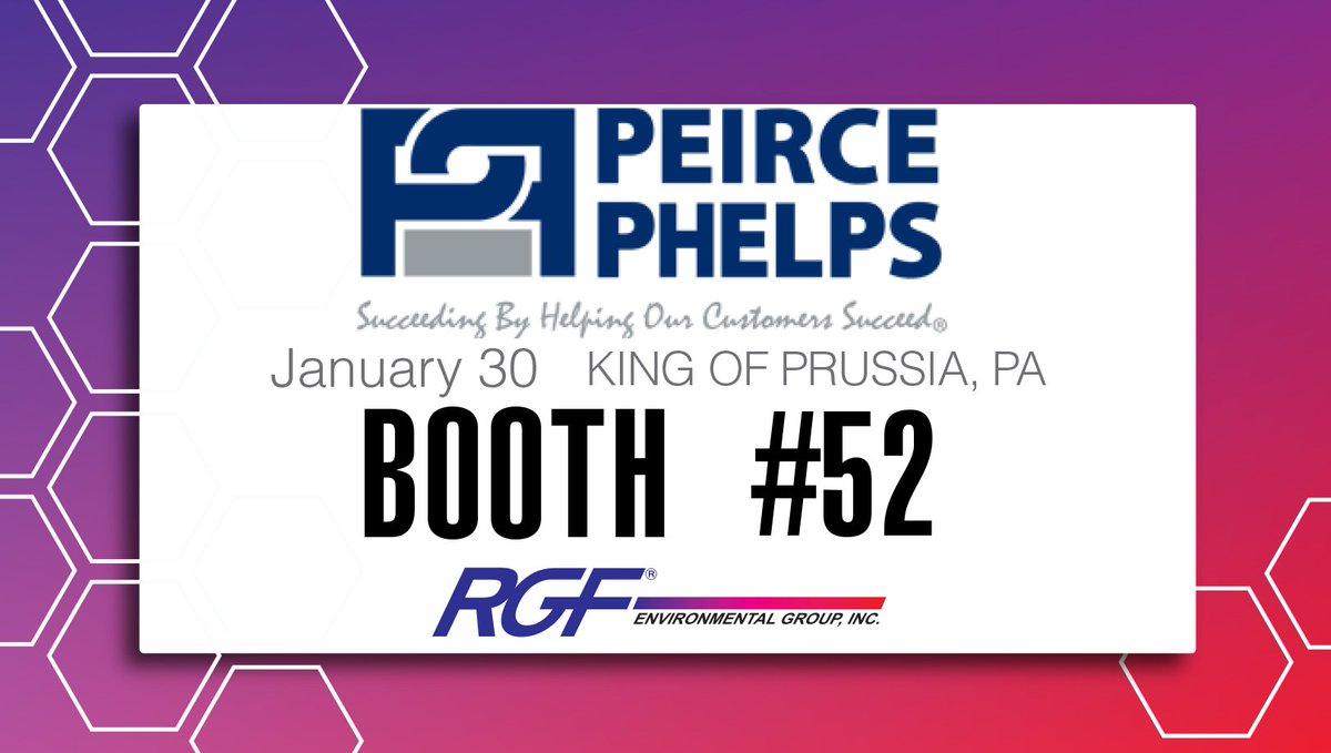 rgfenvgroup's tweet photo. We'll be at the @PeircePhelps trade show January 30th at the Valley Forge Convention Center in King of Prussia, PA! Stop by booth 52 to learn how RGF is your Total IAQ Solution! #IM4IAQ #gotflu? #RGFenvironmental #peircephelps https://t.co/LtY5MVI73N