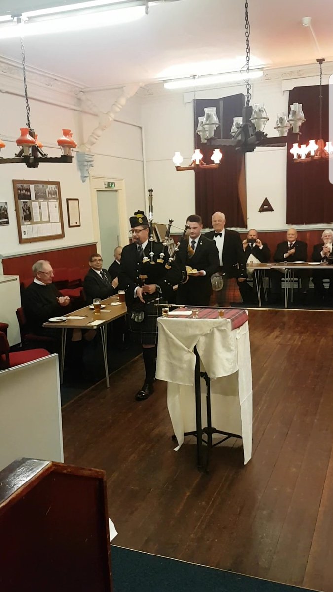 Excellent evening last night for Burns night at lodge. Bagpipes, accordions, poetry and a traditional blessing of the Haggis.. #freemasonry #BurnsNight2019 #Cornwall #masonic