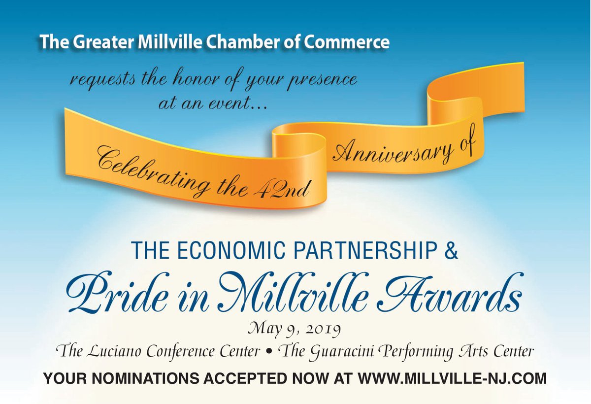 Nominations are now being accepted for the 2019 Pride in Millville and Economic Partnership Awards. To nominate individuals, businesses and organizations from across the Holly City, visit millville-nj.com. #HollyCityPride #LovingMillville #Bestofthebest