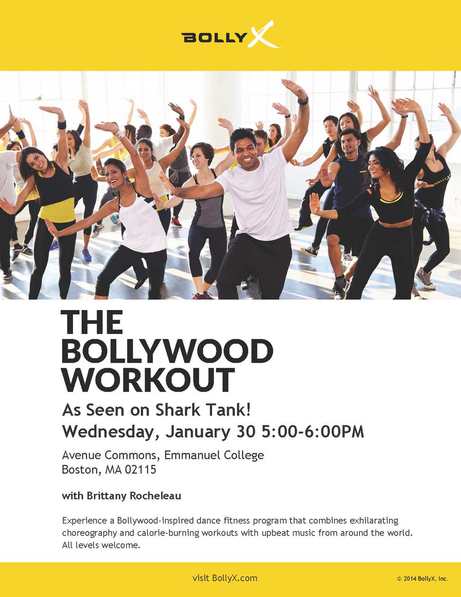 ECHRPayroll's tweet photo. Join us for BollyX on Wednesday, January 30 form 5 - 6 pm in Avenue Commons.  All are welcome! @EC_ZumbaClub @EcAcAd @ApplyEmmanuel https://t.co/r5jHUP8kfE