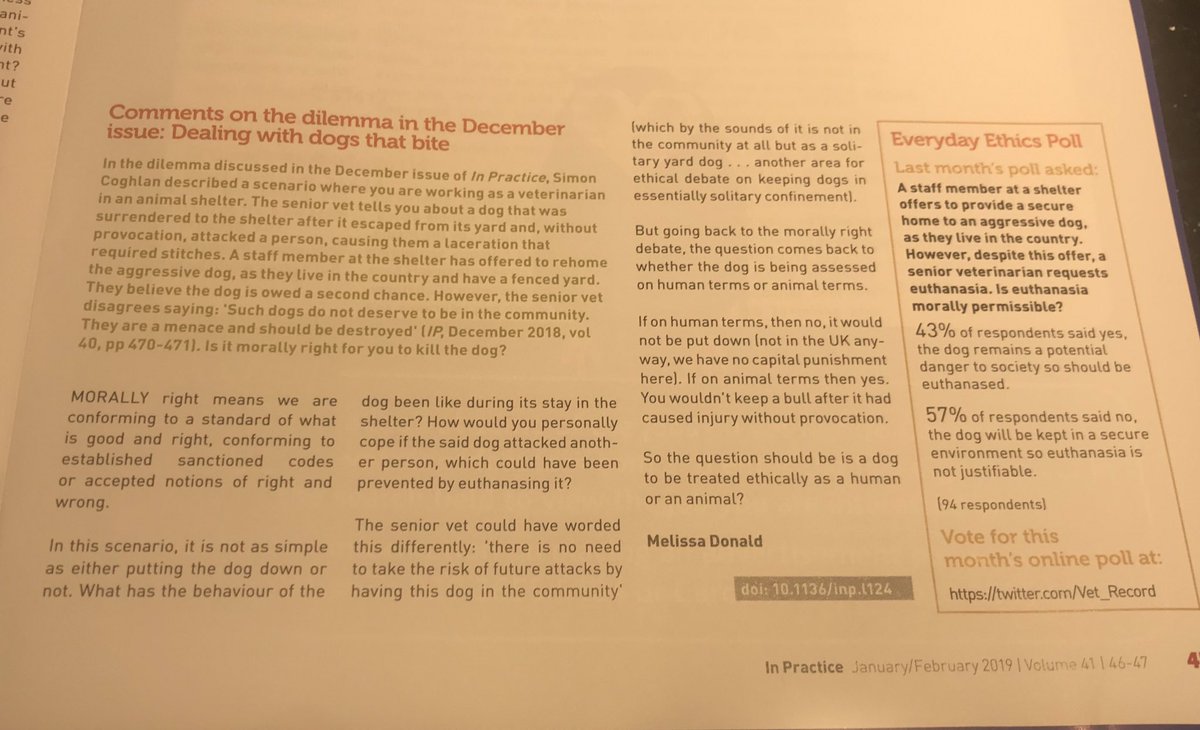 Melissavet64's tweet image. I have made it into print @Vet_Record #InPractice #EthicalDilemma Hope for me yet!