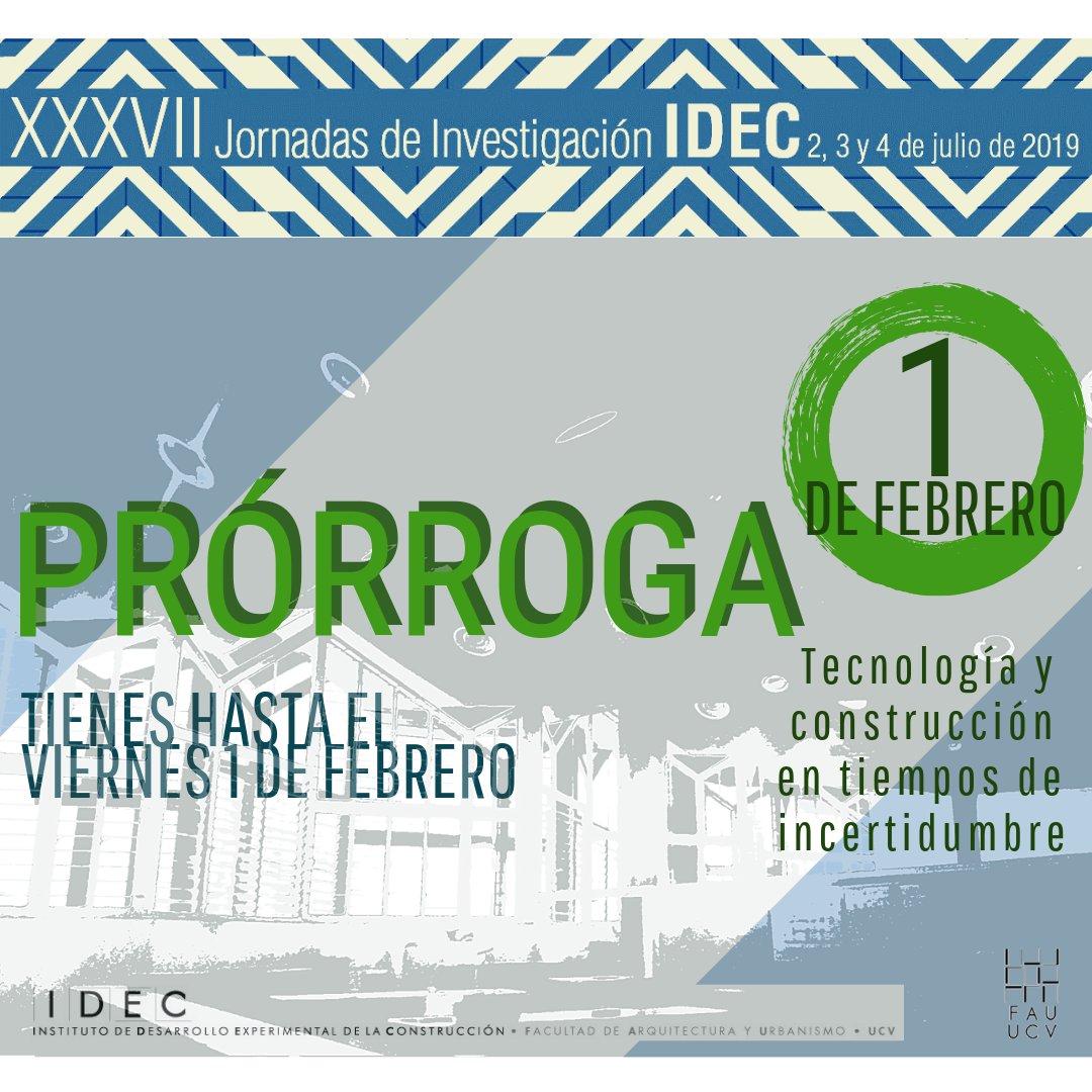 investidec's tweet photo. Nueva fecha! Ahora tienes hasta el 1ero de febrero para enviarnos tu resumen. Cualquier duda escríbenos a idecjornadas@gmail.com https://t.co/om1HYzIiMN