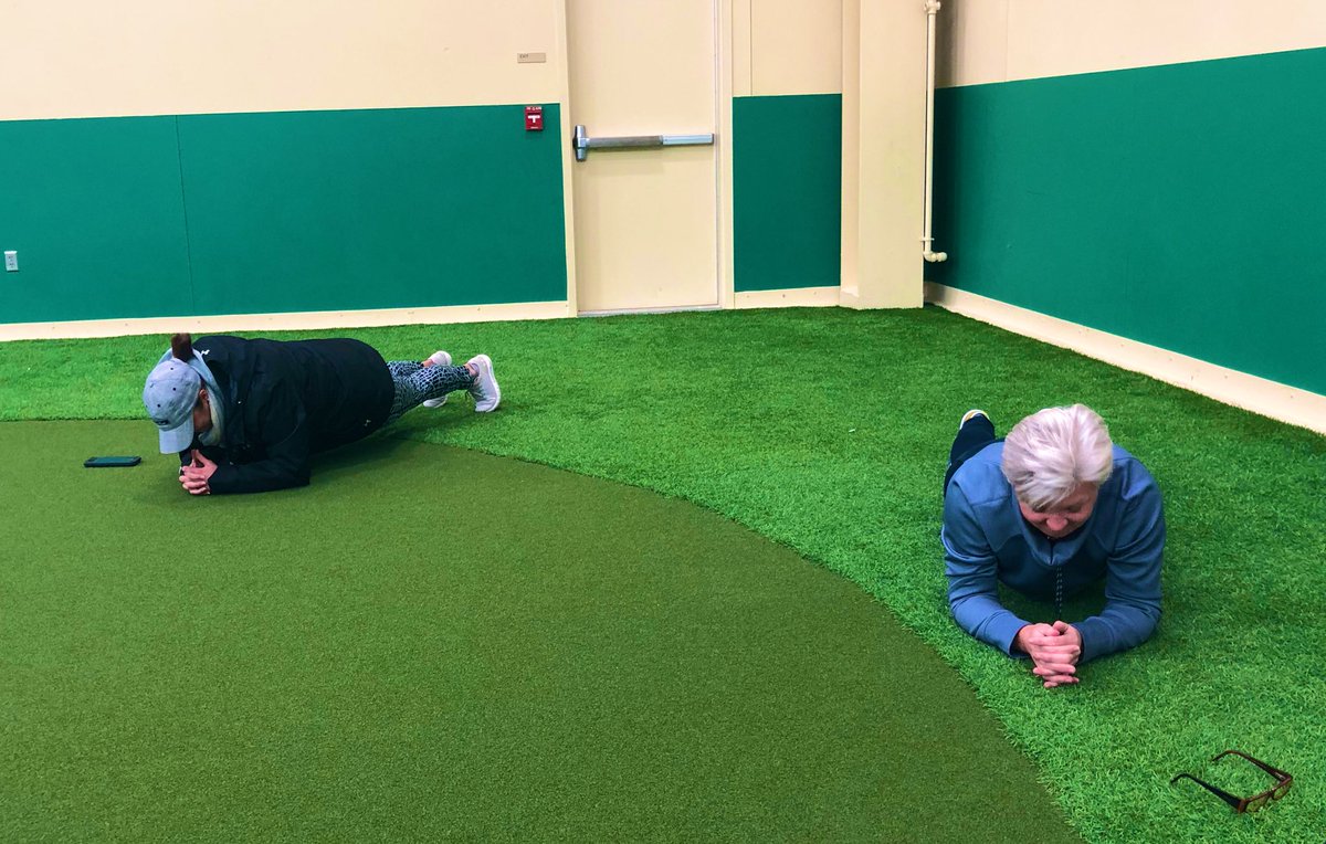 NDwomensGolf's tweet photo. When the coaches lose the challenge!  #planktime ⛳️☘️ https://t.co/mdWRmN2DSV