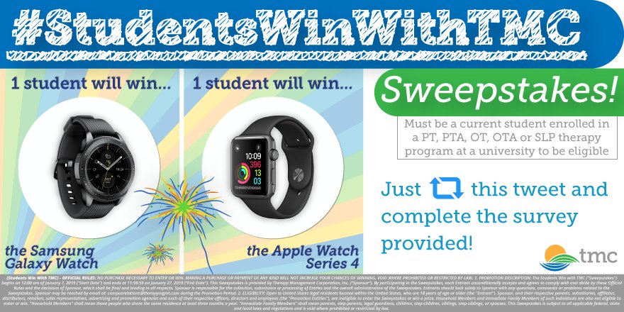 TherapyMgmt's tweet photo. Apple or Samsung? We've got a prize for either type of person! If you're a therapy student, enter our first #StudentsWinWithTMC Sweepstakes of 2019 by RT-ing THIS tweet and completing the survey: https://t.co/T1UHs3BSYs Official Rules: https://t.co/bXzMkhOvec https://t.co/IFtf5ZI6k4