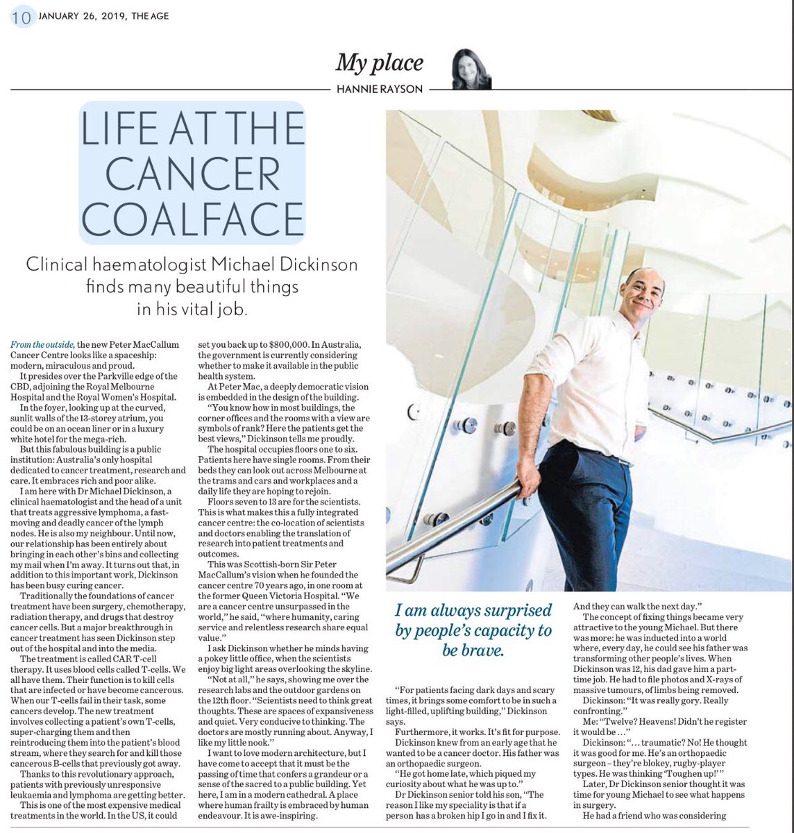 marrow's tweet image. @mike_dickinson1 featured in @theage today. @VCCCHaem @Haem_pmcc_rmh @PeterMacCC @TheRMH