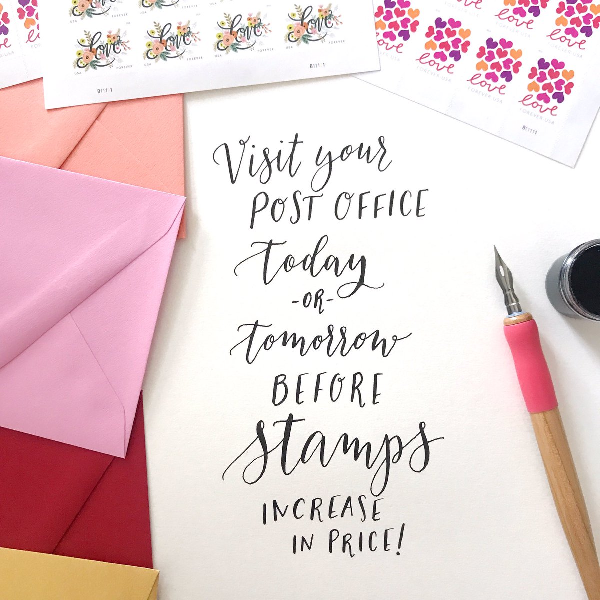 Sip & Script (@sipandscript) on Twitter photo Make sure you stock up on stamps! They increase from $.50 to $.55 this Sunday. cc: <a href="/USPS/">U.S. Postal Service</a> Make sure you stock up on stamps! They increase from $.50 to $.55 this Sunday. cc: <a href="/USPS/">U.S. Postal Service</a>