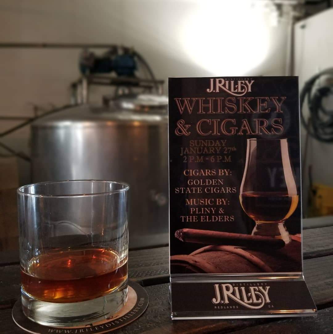 Whiskey and Cigars is this Sunday at the distillery. We will have live music from Pliny &amp; The Elders. We will also have $1 off neat pours! #redlands  #sundayfunday #whiskeyandcigars