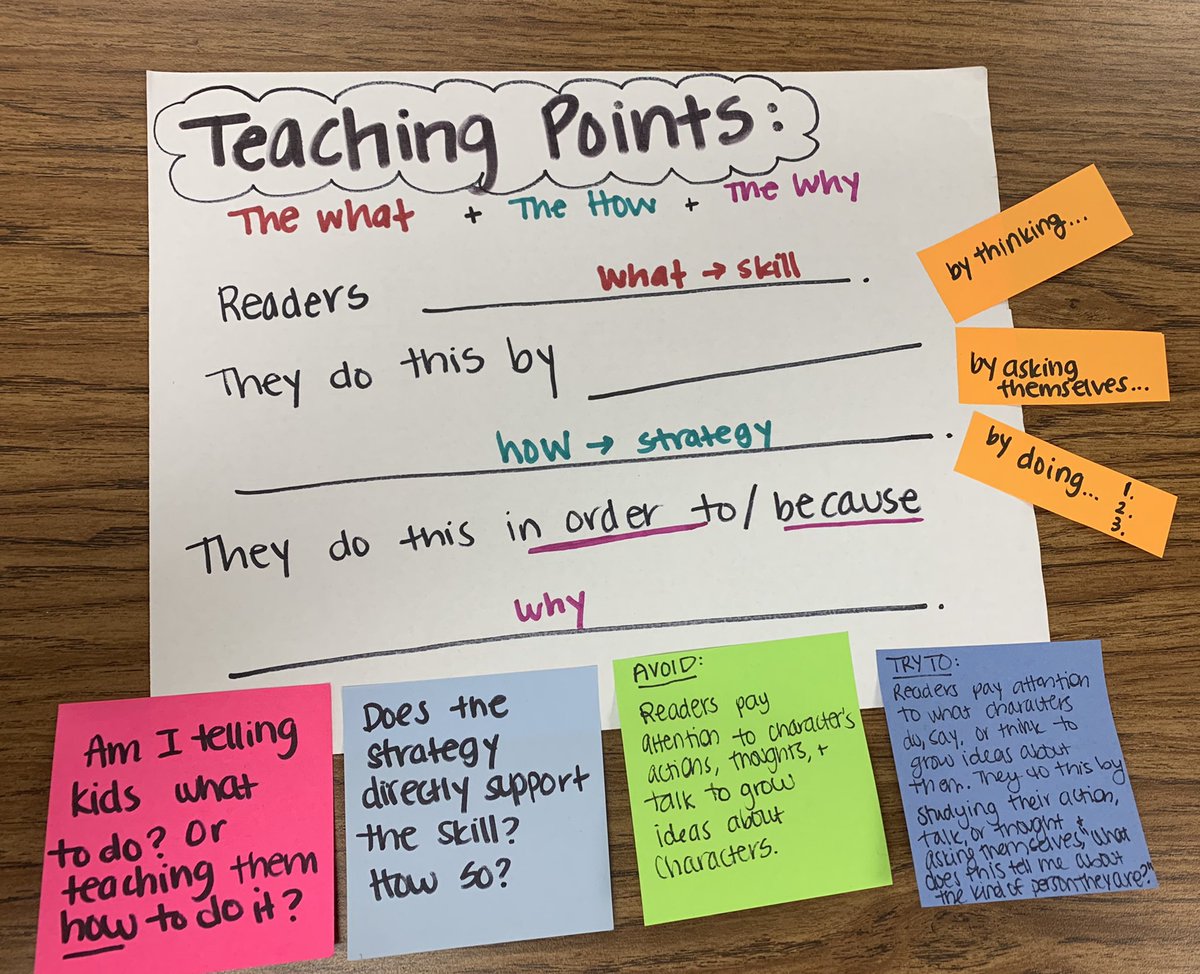 When our teaching falls flat and doesn’t feel ‘sticky’ it might be because we’re telling kids WHAT to do, not HOW to do it nor WHY to do it. When we say, “Readers notice the way the author organizes the text,” we don’t want our kids to say, “That’s great and all but how?” #tcrwp