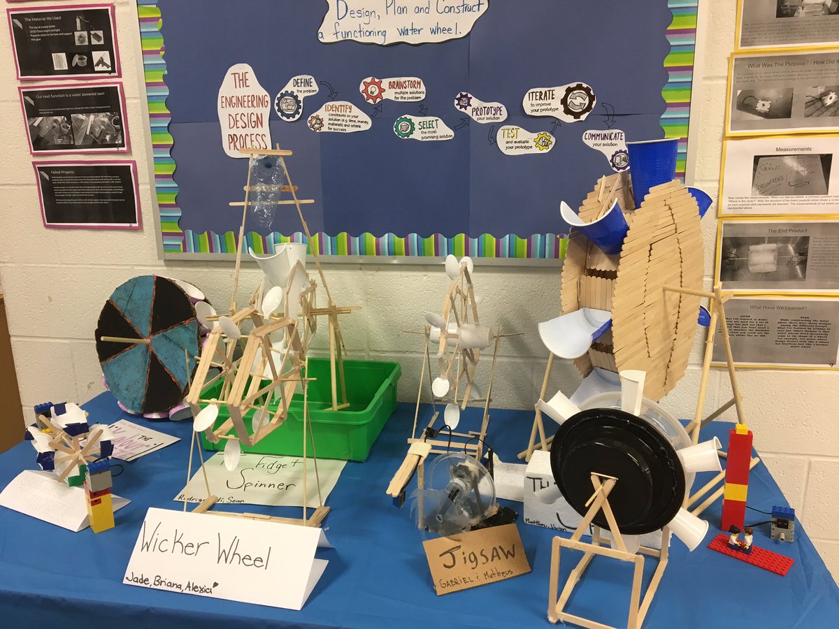 MrsEimers's tweet photo. Check out our working water wheels! So impressed with students tenacity and problem solving through this challenge. #math #science #stem #maker #inquiry #innovators @OLVSchoolNews @MrsAOlivieri https://t.co/U7PiaWIRQl