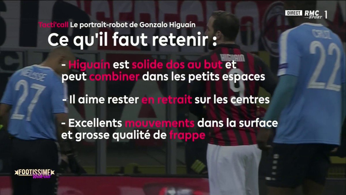 RMCsport's tweet photo. 📺#Tacticall, la palette 2.0 de #RMCSport 📝
🧐 Pourquoi Gonzalo Higuain, nouvelle recrue de #Chelsea, pourrait être l'attaquant tant recherché par Maurizio Sarri 🤩
Radiographie de "Pipita", un buteur-né par @JulienMomont ➡ https://t.co/xniNdG79KI
#Footissime #PL https://t.co/O9EMfxTJiR