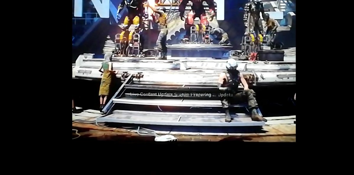 BobbehWilson's tweet photo. @EAHelp so after slow-mo recording the screen I can finally see the little message that flashes up before the screen gets stuck on the title screen. It reads - Live Content Update Status: Preparing To Update. Perhaps this may help? https://t.co/edQhmdqEmL