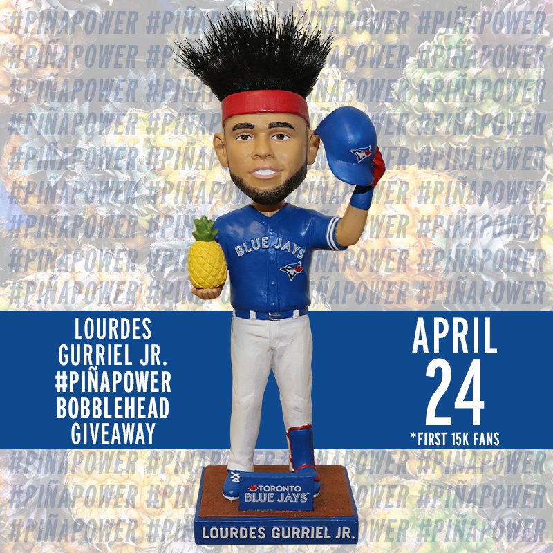 BlueJays's tweet photo. OH MY, LOURDES! Introducing our @yunitogurriel #PiñaPower bobblehead! 

Add it to your list in 2019: https://t.co/5y7SRelGrz https://t.co/e1PvM1oEON