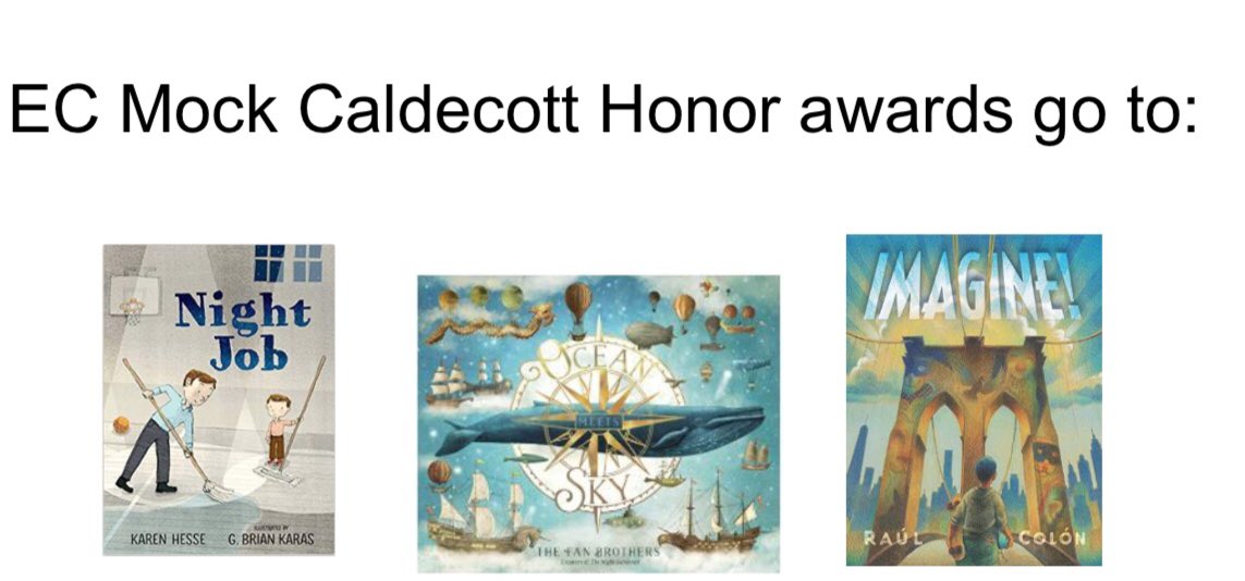EC_Library's tweet image. #MockCaldecott #RealExcitement #Caldecott #2ndGradeVotes #HonorBooks @aa_mbaye @ecfs1878 @EC_Library