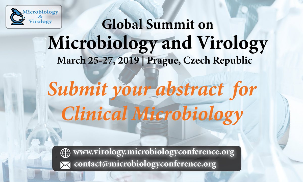 Viromicro's tweet photo. Join our Scientific Session on #Clinical_Microbiology at #Microbiology and #Virology to be held in Prague, Czech Republic during March 25-27, 2019
Call for abstract @Clinical_Microbiology 
Submit your abstract: https://t.co/Wmr0GG1ZYv

#Microbiologist
#diagnosis
#laboratories https://t.co/s8eWdVeuLF