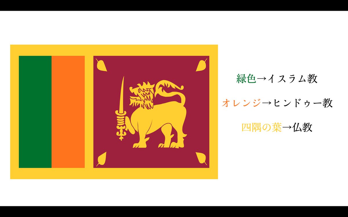 蘭gv در توییتر 錫蘭 国旗 スリランカ国旗の色は国内の宗教と民族 を表しています そして様々な宗教の民族が暮らすスリランカの融和を示しているのです 国旗からも歴史的な背景を少しだけ垣間見ることができるのですね