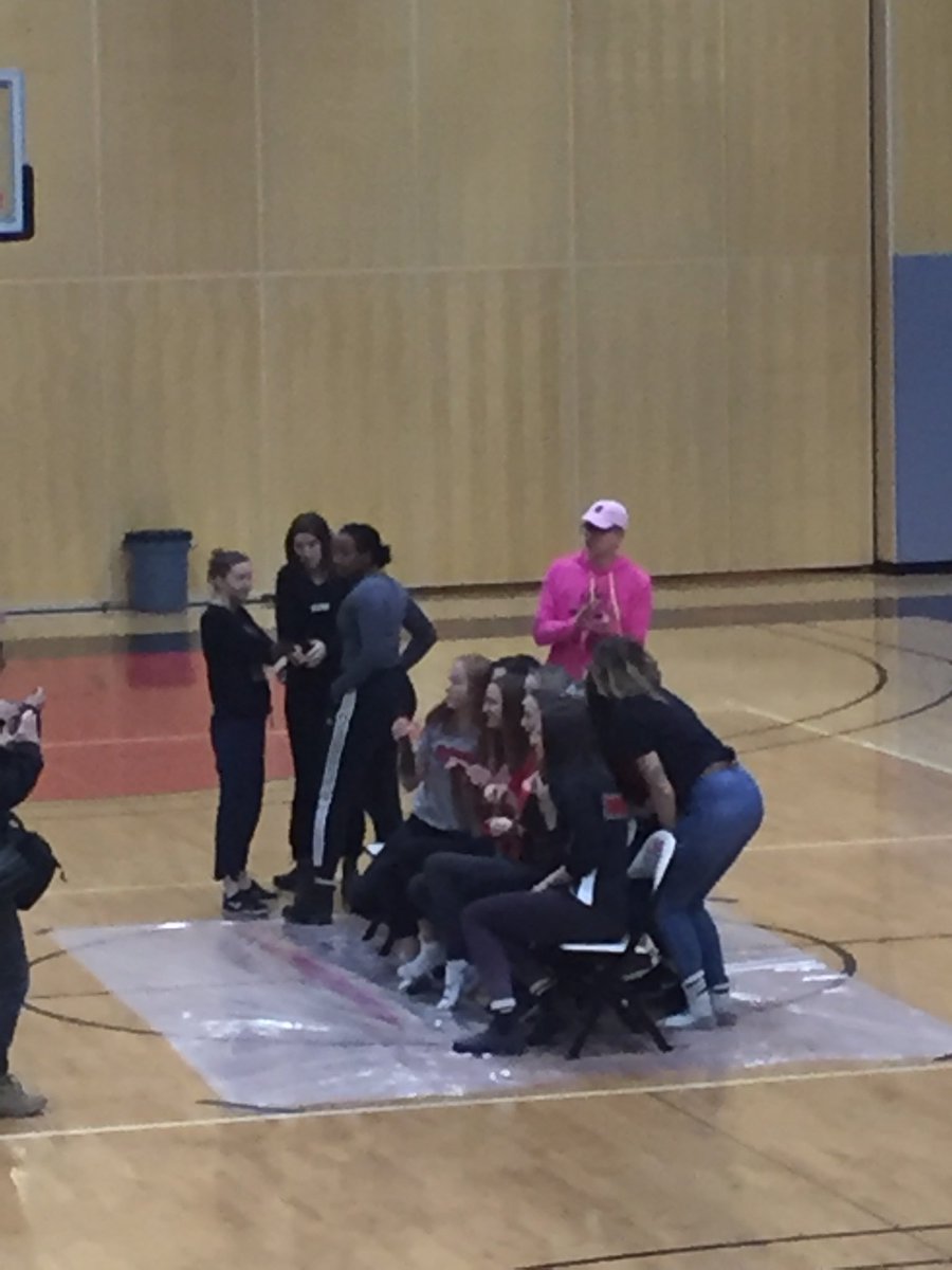 Impressive group of UNB female athletes giving up some hair for a great cause.  #proudlyunb #thinkpink