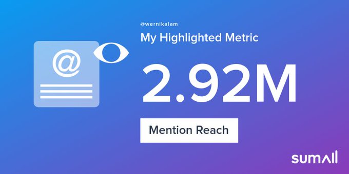 My week on Twitter ?: 230 Mentions, 2.92M Mention Reach, 169 Likes, 588 Retweets, 605K Retweet Reach