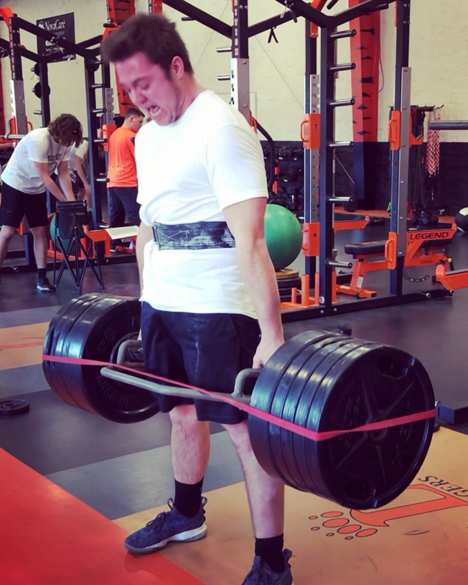 In the process of manufacturing the strongest football team in the ECC, but it seems we’ve run into a snag... anyone know where we can find more room on these bars for some extra plates? #toostrongforourtrapbars #fillinupthebar #nomoreroom #lovelandstrength #500lbClub