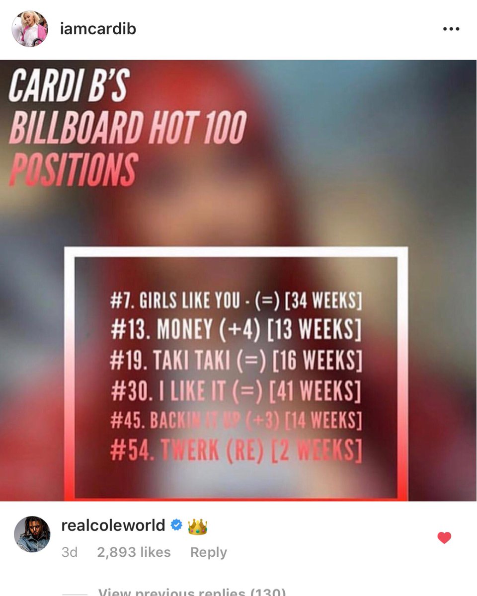 J. Cole showing Cardi love. He’s been supporting her since 2017.