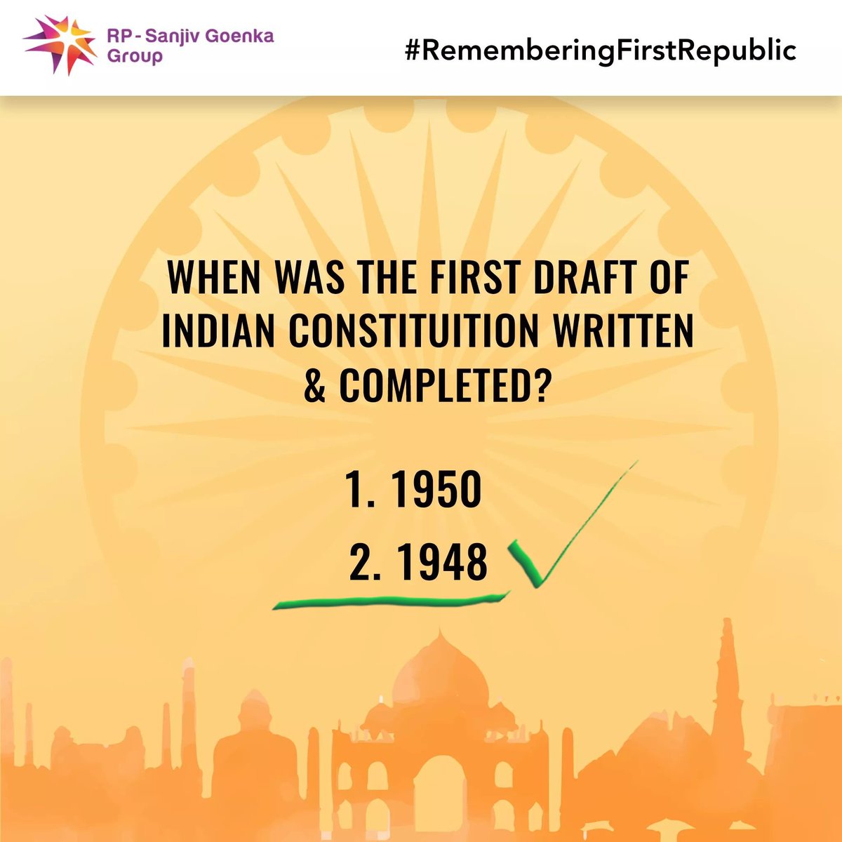 iam_margam's tweet photo. @RP_SanjivGoenka Ans 5) 2..1948
Frnds Join @RP_SanjivGoenka Team & win @amazonIN Voucher
Join @3Madhvi @PritiNivoriya @Rahulrahs @Raghavendra0703 @indu_19__ @Devanginee @zaffna @_phoenix19_ @Shyamminiga @shreedhar_kanna
#RememberingFirstRepublic #RPSanjivGoenka #RPSGGroup #GrowingLegacies https://t.co/cUxawKuwjL