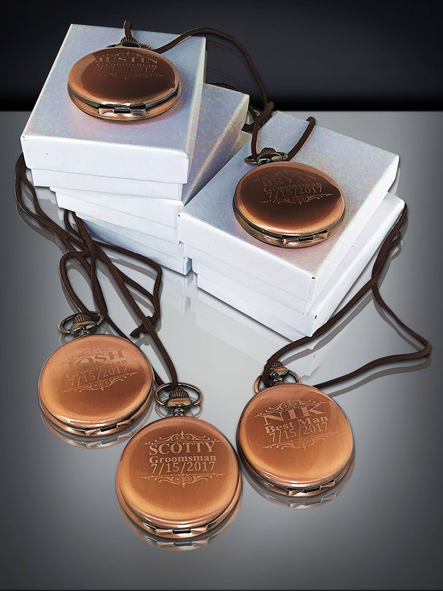 WeddingWidget's tweet photo. 9 Personalized Pocket Watches - 9 Groomsman engraved gifts - Personalize engrave gift - Engraved Father of the Bride gift - Wedding gift set https://t.co/FWQg1qMRPN #groomsmangift #mensweddinggift #bestmangift #giftsforhim #officiantgift #bridesmaidgift https://t.co/nubjttW0xG