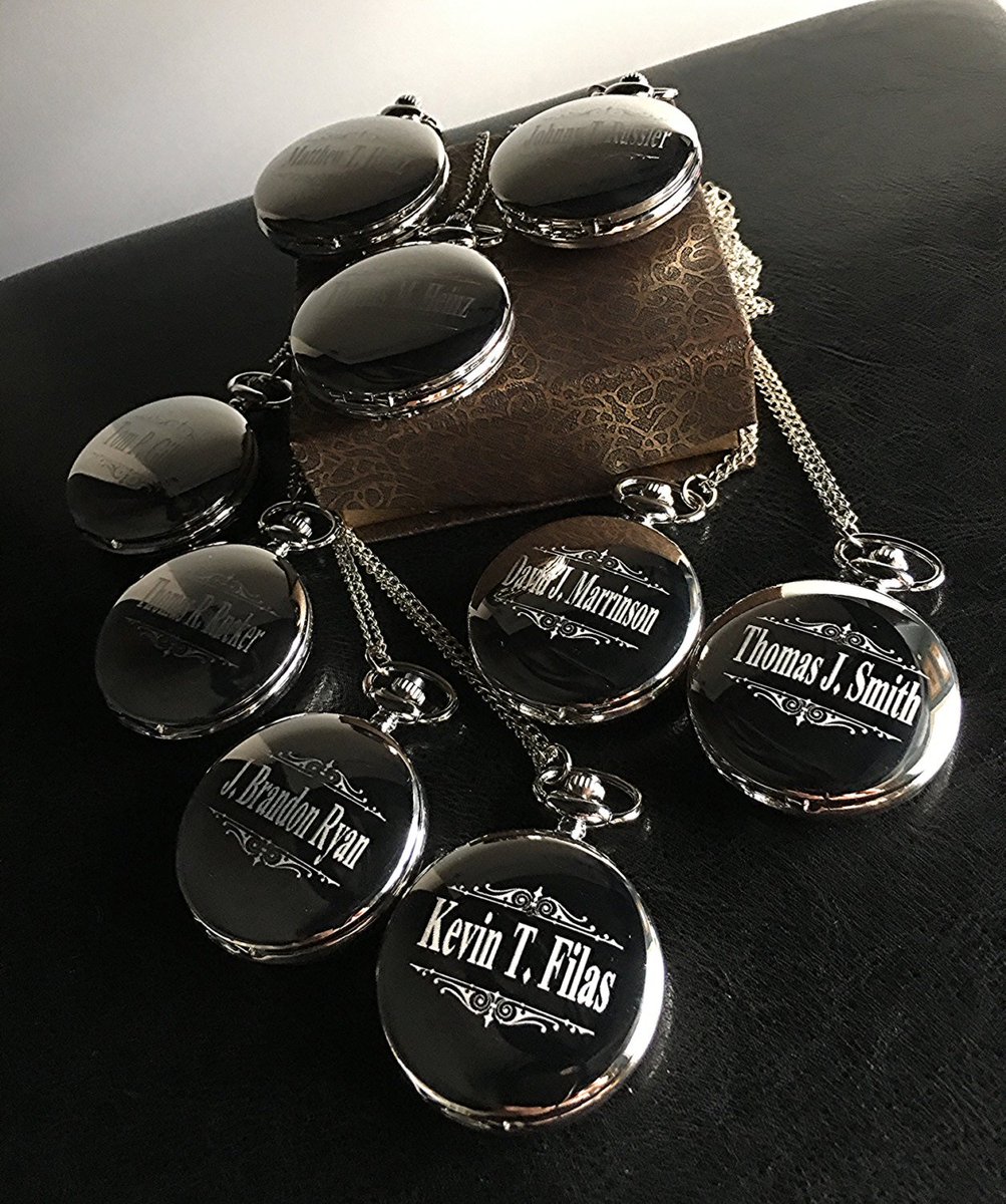 EternityEngrave's tweet photo. 9 Groomsman gifts- Silver engraved pocket watches - 9 Silver finished pocket watches - Personalized engraved gift - Wedding gifts for him https://t.co/BG5sQBve2V #groomgift #giftsforwedding #Ringbearerwedding #bestmangift #customengraved #9GroomsmanGift https://t.co/i938WkClgz