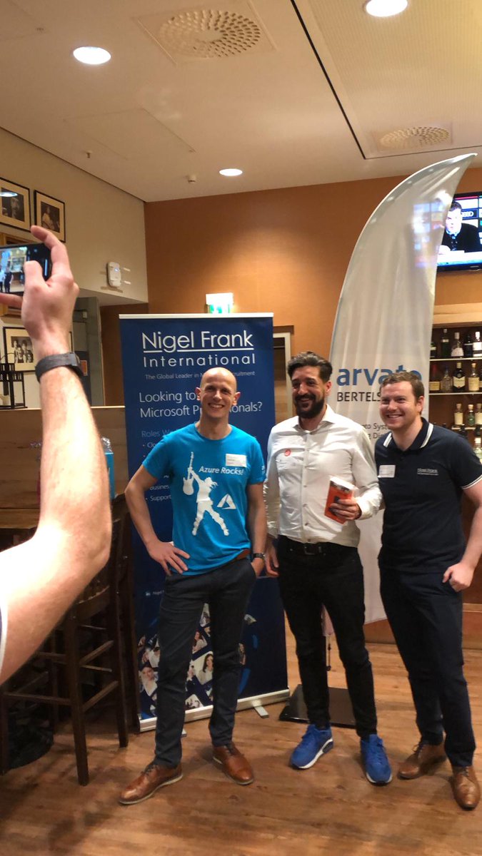 AzureSat_Berlin's tweet photo. Thank you all for being at #AzureSaturdayBerlin. Enjoy your drinks at the after party and ensure you give us feedback either DM us here or contact us at @janekf or @bhuepeden and don't forget #CommunityRocks! The next @AzureSaturday is in Munich on May 18! https://t.co/yH7Yfnv3mg