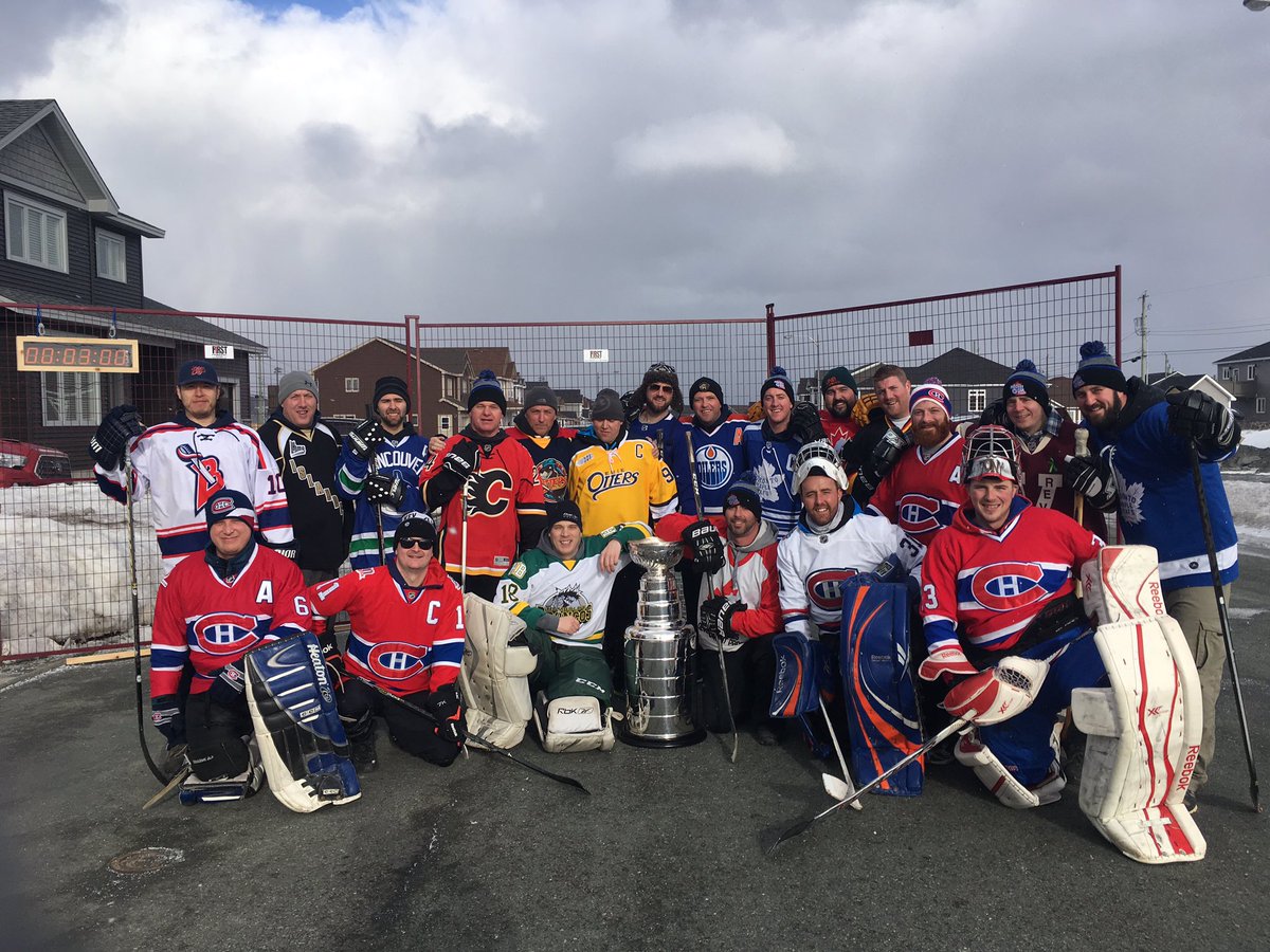 A group of Friends from St. John’s, NL celebrating their 6th Annual Hockey Day In Canada Street Hockey Tournament <a href="/HockeyDay/">HockeyShark9229</a> @RonMacLeanHTH <a href="/TaraSlone/">Tara Slone</a> <a href="/joshmiller_09/">Josh Miller</a> <a href="/ashford94/">Billy Ashford</a> <a href="/HiJK10/">Jonathan Kavanagh</a> <a href="/ryanlegerclarke/">Ryan Clarke</a> <a href="/Letemplier86/">chris letemplier</a> <a href="/craneroger1/">Roger Crane</a> @RianMugford