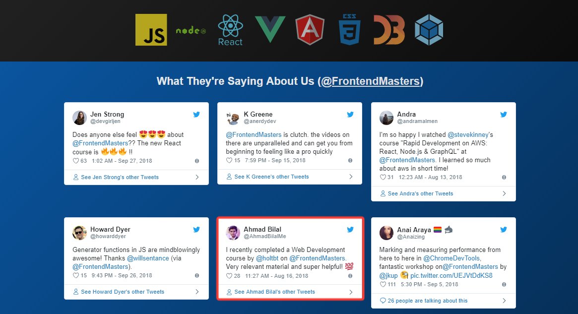 AhmadBilalDev's tweet image. Yay! Got featured on @FrontendMasters website 🥳😌

#JustNoticed #frontendmasters