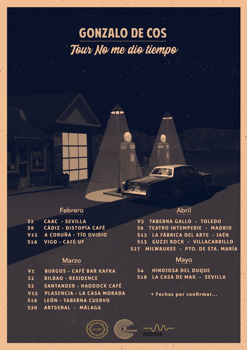 gonzalodecos's tweet photo. Aquí os dejo el cartel con las fechas cerradas hasta ahora para el #Nomediotiempotour. Nos vemos en alguna ciudad sí o sí, ¿no?

Salud!

@7pulgadas_com @MostazaMusic https://t.co/iUa0Ko9y9h