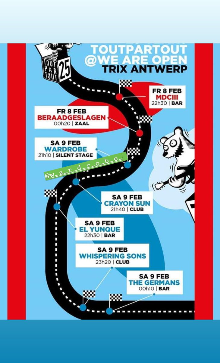 Playin <a href="/TRIX_online/">Trix</a> #WAO19 tonight <a href="/Toutpartout/">TOUTPARTOUT</a> made a handy routemap so y'all don't get lost.
#weareopen #wearewardrobe