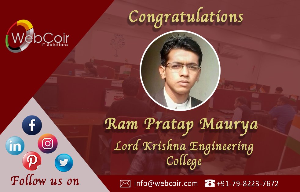 webcoir's tweet photo. Welcome to #TeamWebCoir (Y)
We are so grateful for having you #MrRam and believe in your skills, talents, and knowledge that you can contribute a lot to #WebCoir’s success and improvement.
Have Fun and Enjoy Our Company. #1stDayAtJob #1stJob #intern #internship https://t.co/M5HiXK6QVi
