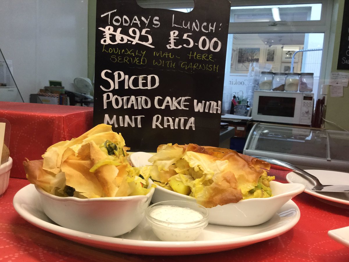 This months special: Fiver February : Lovingly made Homemade lunch  for only £5.00. Served with a salad garnish. The Country Table Cafe. Newton Abbot.