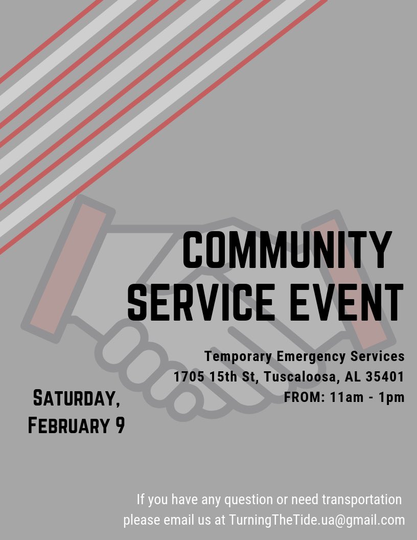 UA_TTTIDE's tweet photo. S E R V I C E ‼️ Join us TODAY from 11am -1 pm at Temporary Emergency Services to help your community and gain some community service hours! If you need transportation let us know! 🤝 https://t.co/dU7erWh8tR