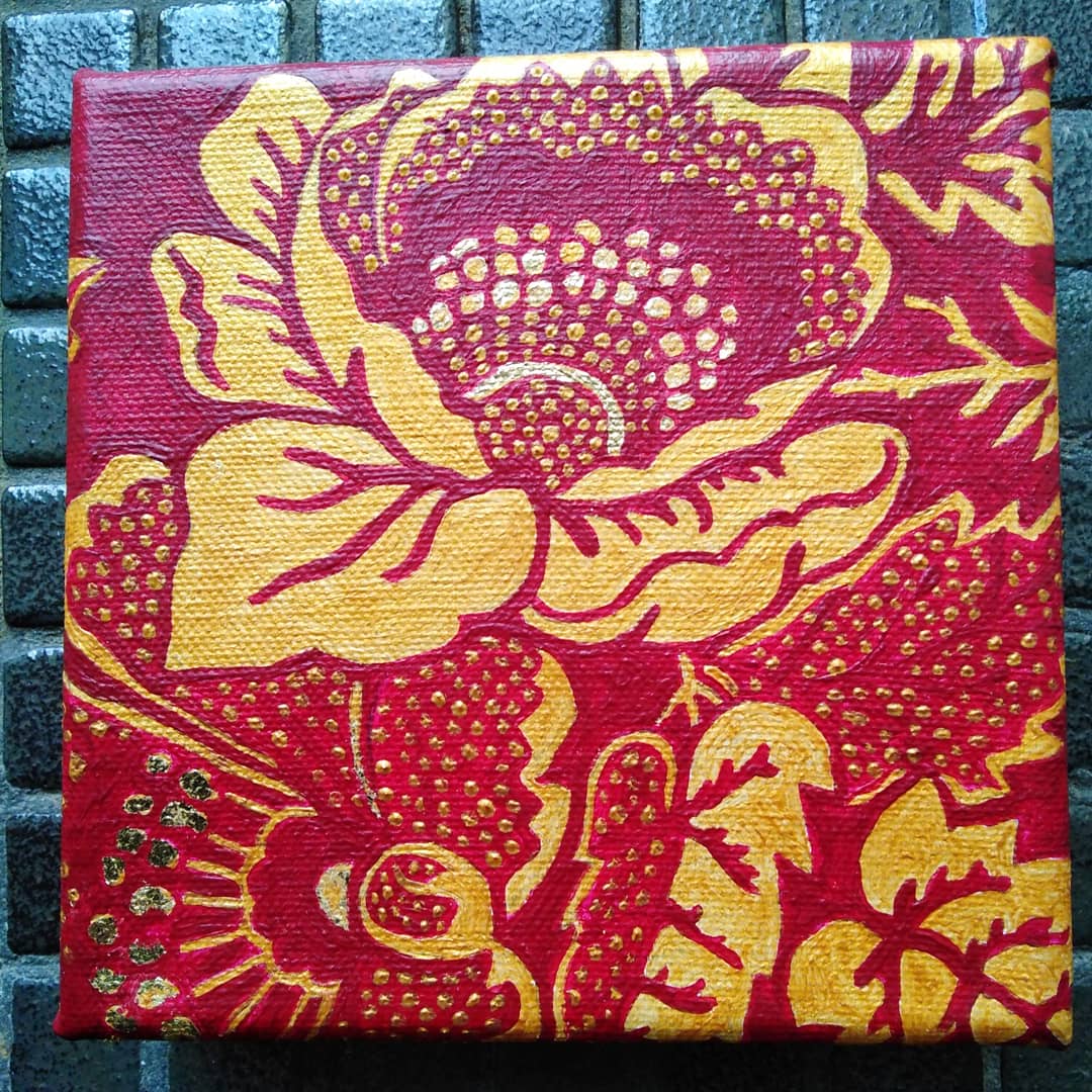 gatekeeper_art's tweet photo. Wee canvas with Turkey red print used on cotton material sold in Far East hence why I've called it "Sarong"...For  sale so just message me... If no buyers "Sarong" will be for sale along with new signed framed prints and cards at a new stockist in Glasgow... details coming soon. https://t.co/xmkFWwoXyZ