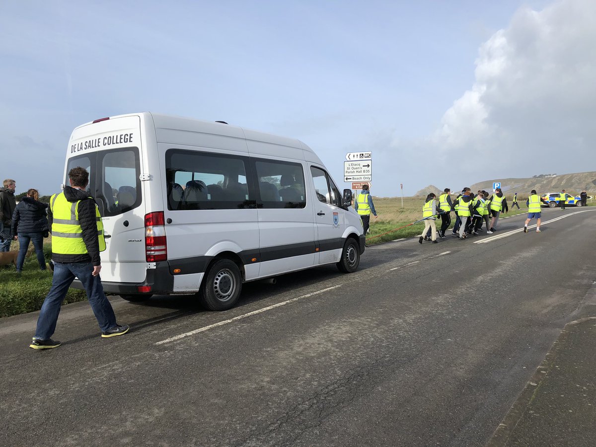 JerseyChildrens's tweet photo. Well done to Scott House from @DeLaSalleJersey for completing their sponsored charity mini-bus pull along the 5 mile road this morning. 

It was such a great event and you were all amazing!

Thank you so much for supporting Jersey Children’s Charity. https://t.co/vA3YmlhJta