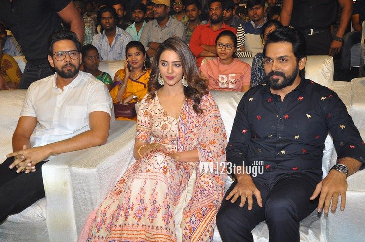 123telugu's tweet photo. Photos : #DevPreReleaseEvent 

https://t.co/WEzeONK45L

#Karthi #RakulPreetSingh #devonfeb14 https://t.co/X8vRWVKy2l