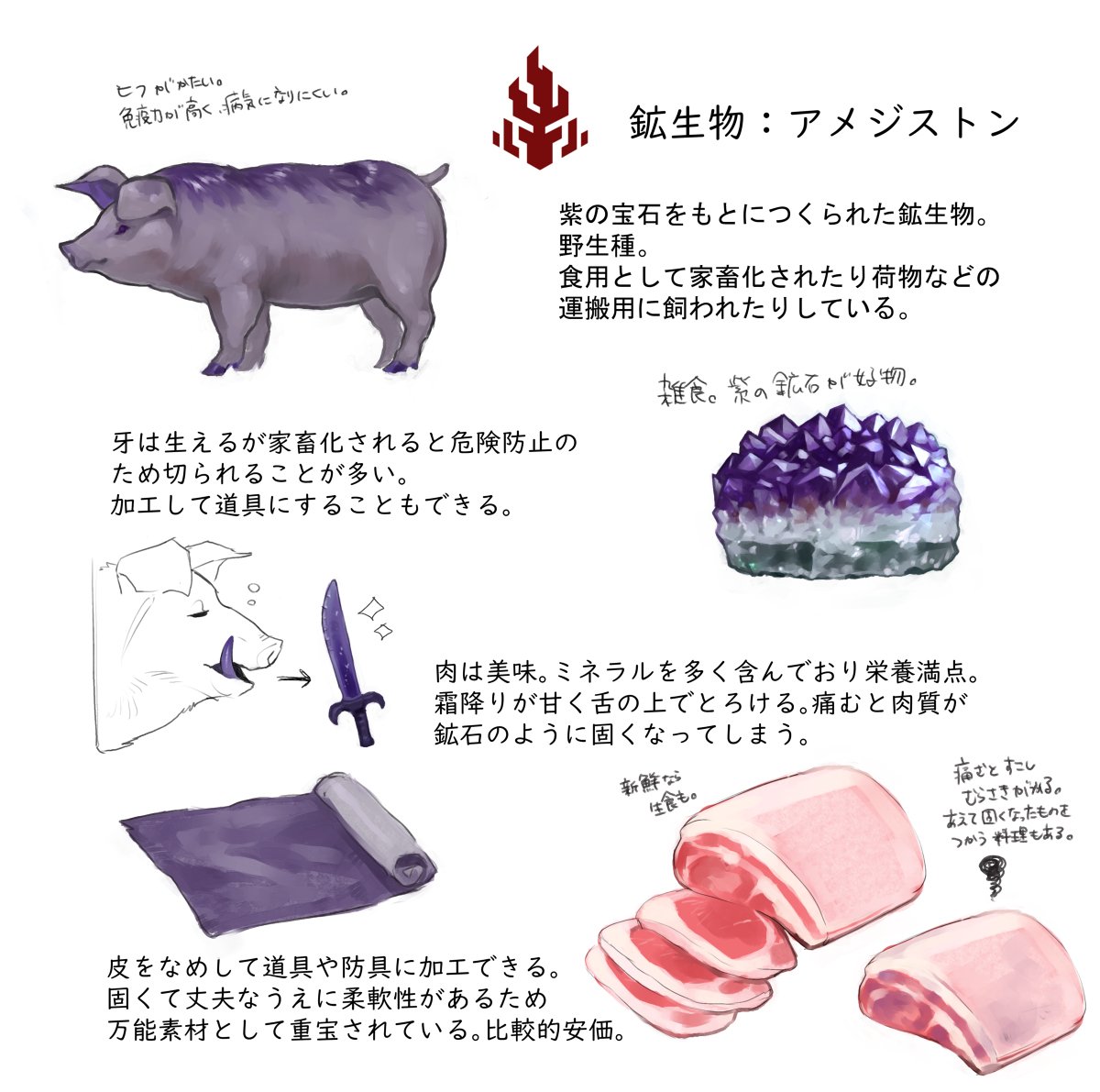 【PFLS】鉱生物:アメジストン【ファイアランド】 #オリジナル #pixivファンタジアLS #PFLS #鉱生物 #PFLSモンスター #ピクファン食料 https://t.co/3eHtfMBHsl 