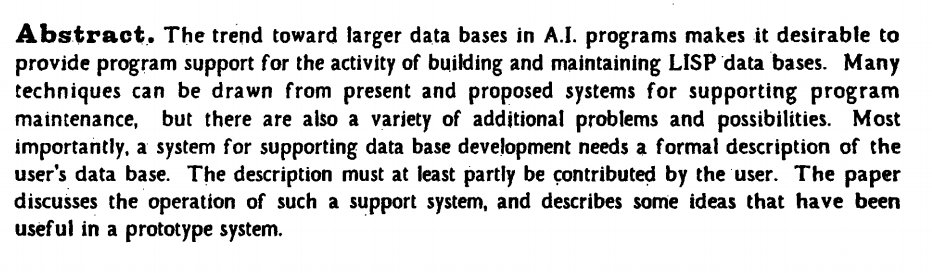 papers_we_love's tweet image. IDEAS ABOUT MANAGEMENT OF LISP DATABASES - Sandewall buff.ly/2Ib3mQj

#lisp #database #querylanguage #history #compsci #sexpr