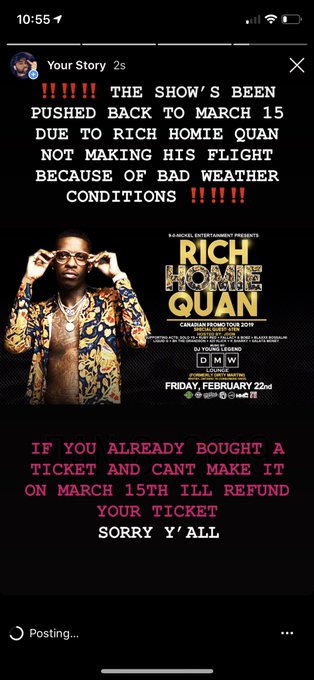 THE SHOW&rsquo;S BEEN PUSHED TO MARCH 15 ‼️‼️‼️‼️ https://t.co/j8E5IszKKh<a href="/tag/hiphop"class="tags"><span>#hiphop</span></a><a href="/tag/rap"class="tags"><span>#rap</span></a><a href="/tag/newmusic"class="tags"><span>#newmusic</span></a>