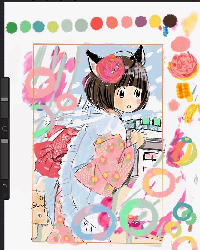 14巻の表紙は 透明水彩絵の具を使い アナログで描いたのですが 色ラフ