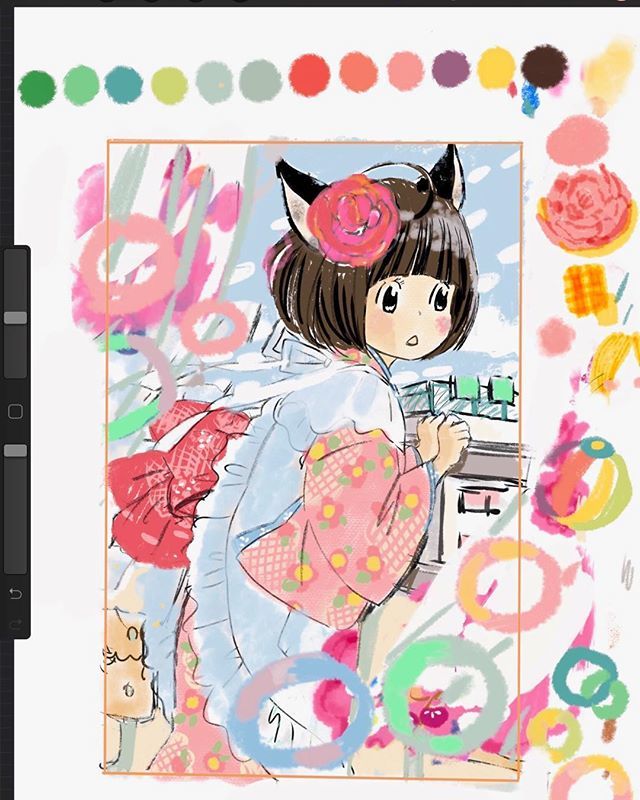 「14巻の表紙は
透明水彩絵の具を使い
アナログで描いたのですが
色ラフは初めてデ」|羽海野🌸根付鈴4/9迄受付中です🍓のイラスト