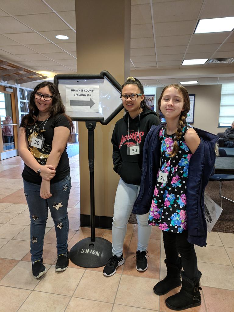 Our Jardine Elementary Spelling Bee Champions ready to represent us at the Shawnee County Spelling Bee! #WeAreTPS #Jardine501 #Studio5